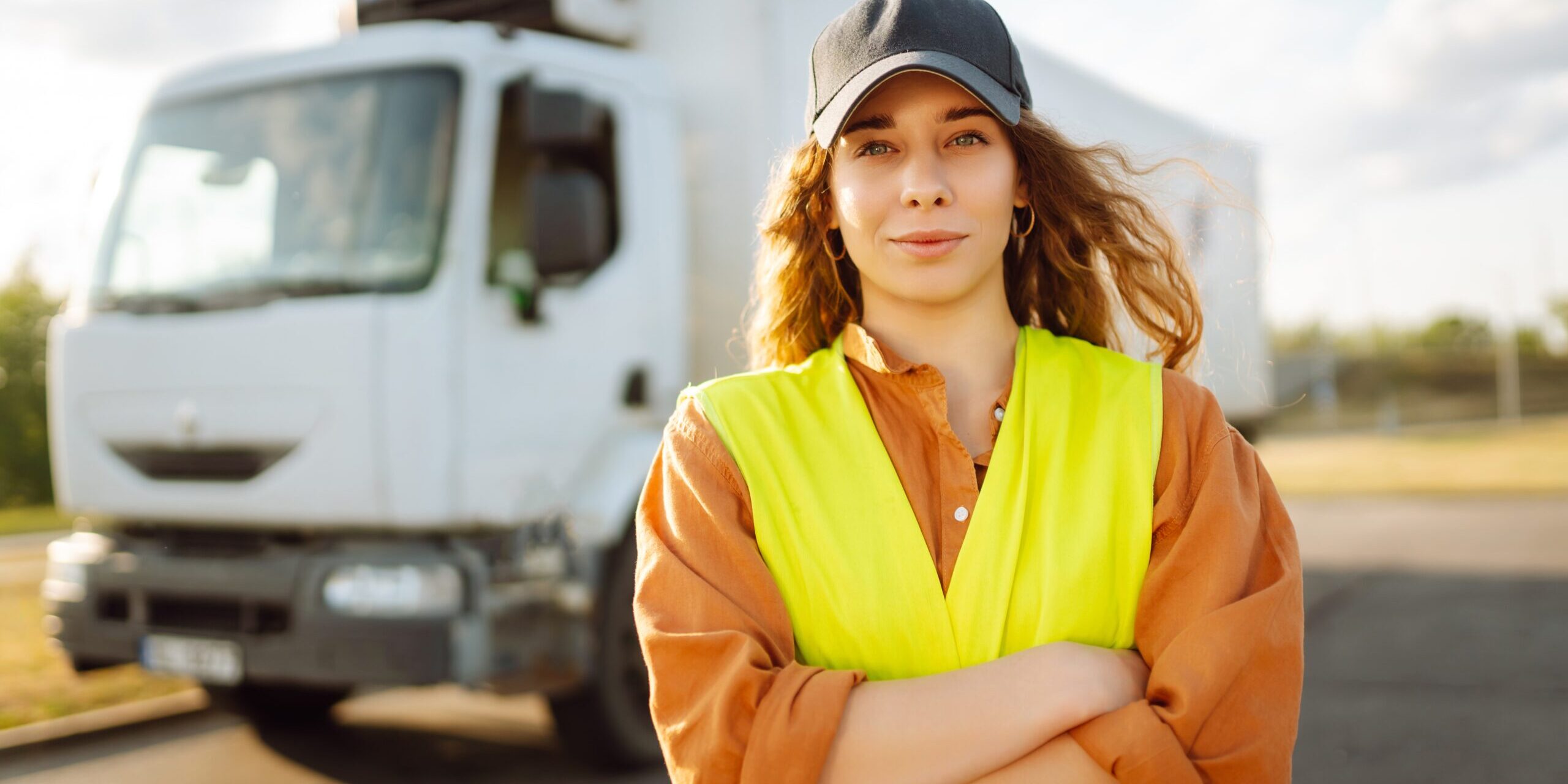 Truck,Driver,Occupation.,Portrait,Of,Woman,Truck,Driver,In,Casual